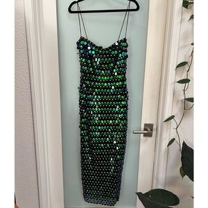 THE NEW ARRIVALS ILKYAZ OZEL Sequinned Phoenix Midi Dress